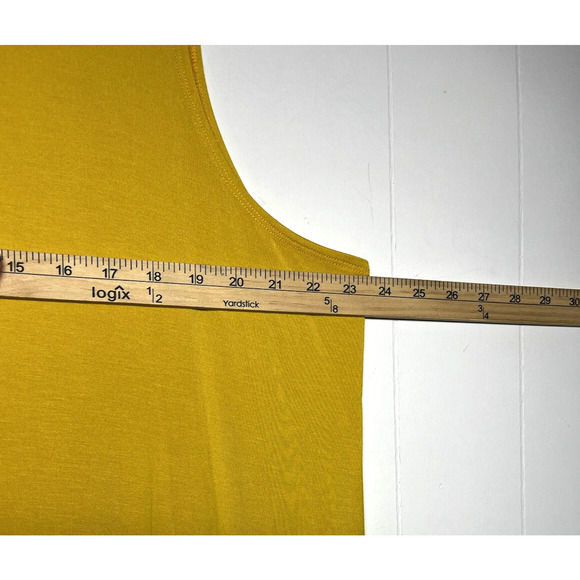 LOGO by Lori Goldstein Maxi Dress Size 1XP Stretch Pockets Sleeveless Yellow New - Picture 3 of 9